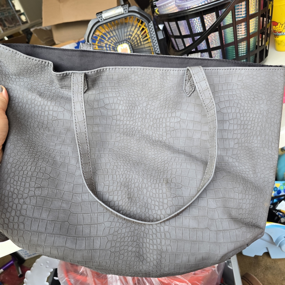 Thirty-One Gray Canvas Tote Bag Versatile Everyday Use